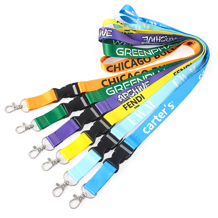 Custom Full Color Sublimation Printed Detachable Lanyards Quick Release Lanyard with Snap Swivel Hook